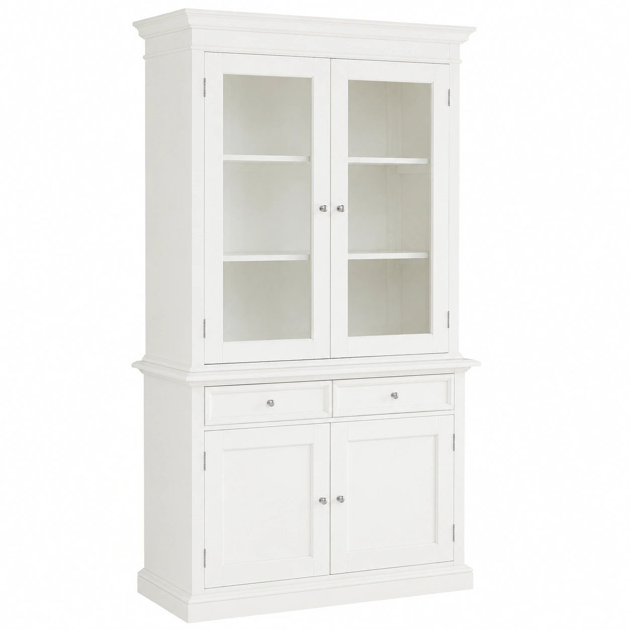 Vitrina de Madera Blanca para Cocina y Salón 105x42x205H - Estilo Clásico Hecho en Italia