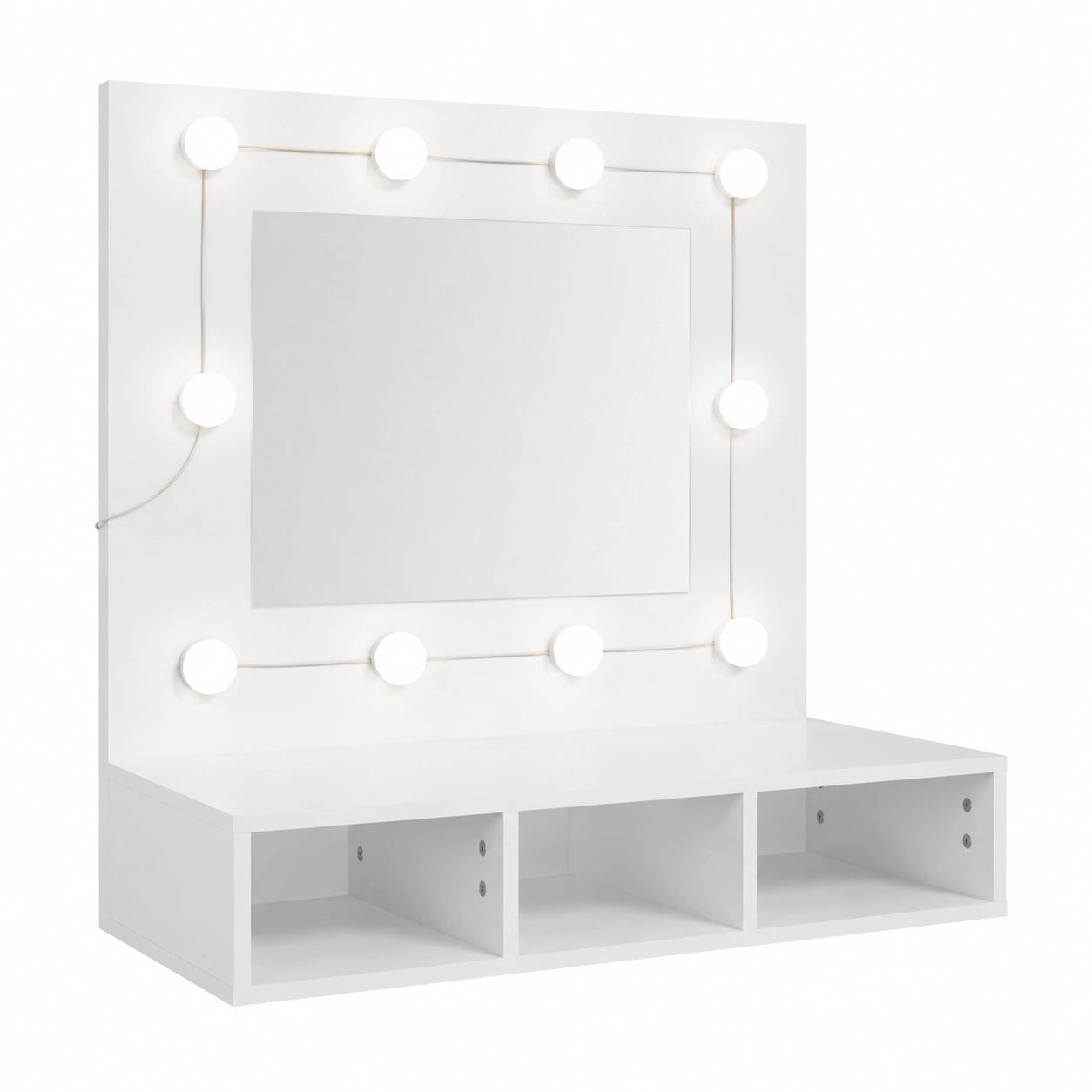 Armario con Espejo y LED para Baño y Pasillo - Blanco