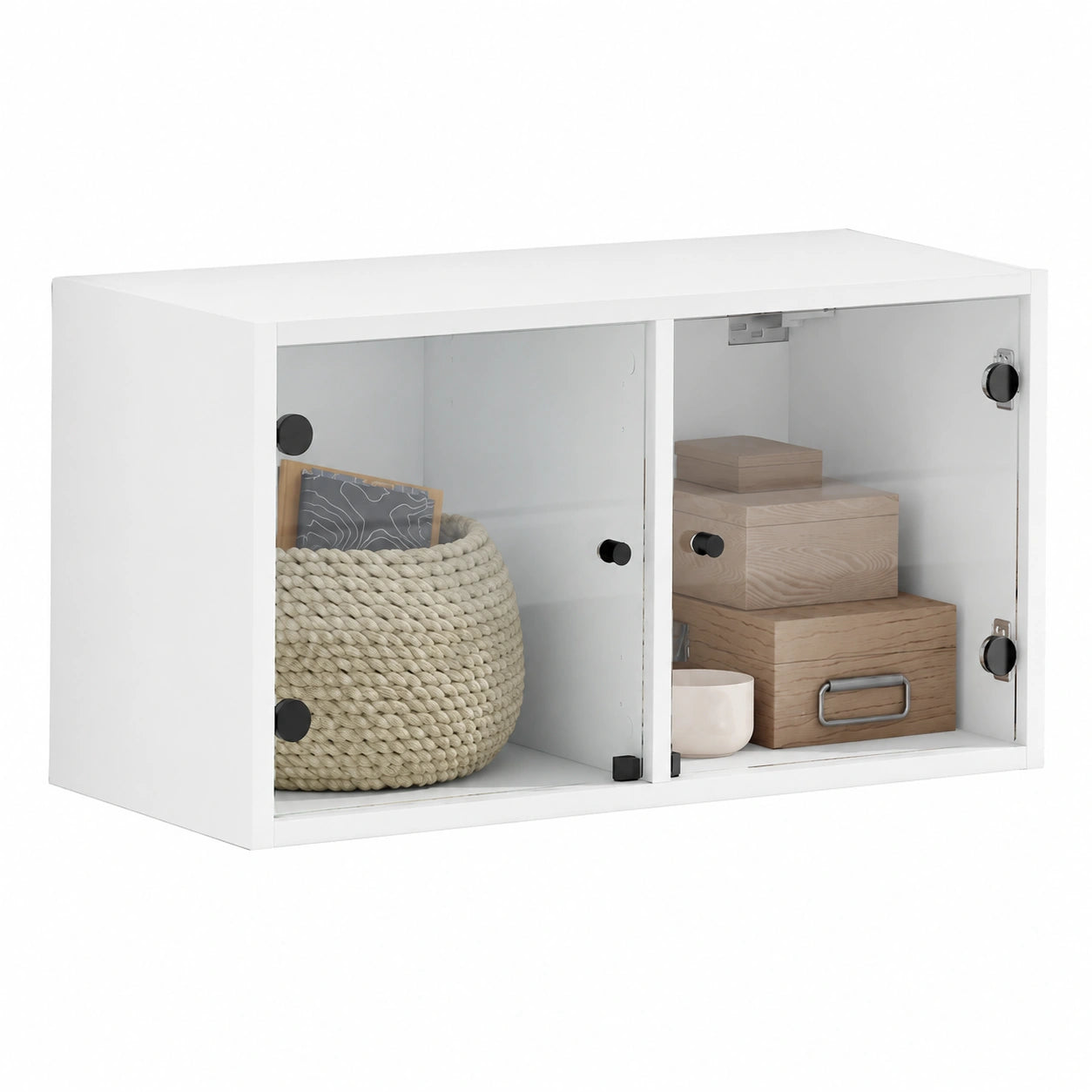Armario de Pared Blanco con Puertas de Vidrio 68,5x37x35 cm