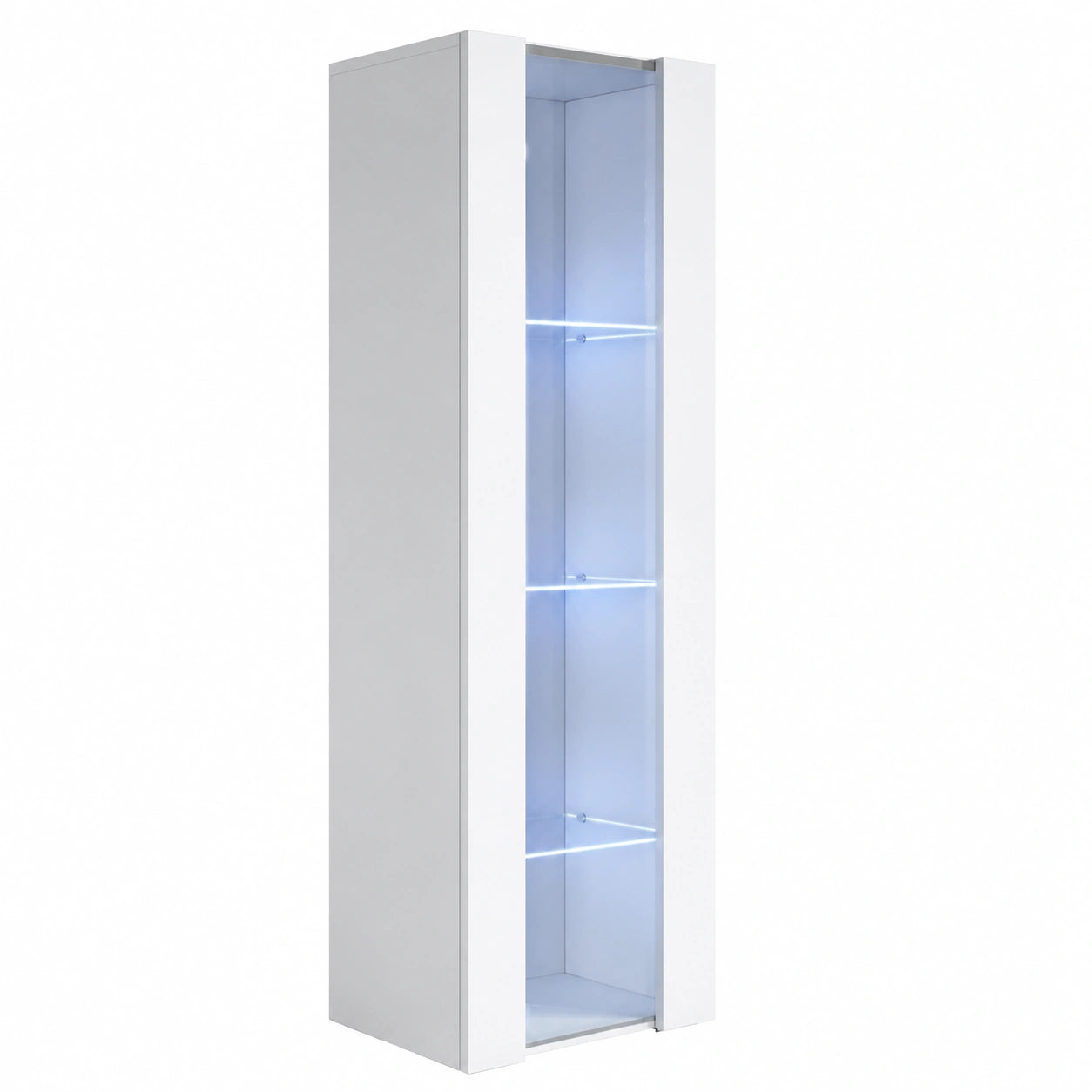 Vitrina Colgante Moderna con Luz LED para Salón 40x165x29 cm Blanca