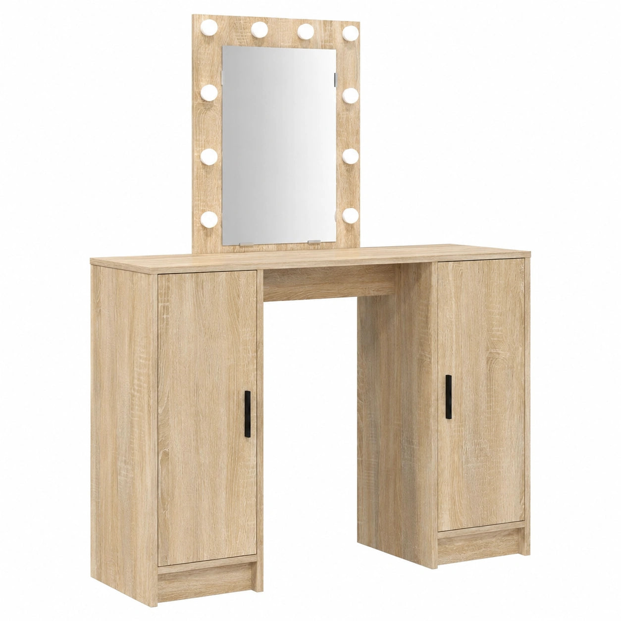 Tocador Moderno Marrón con Espejo y Luces LED para Dormitorio
