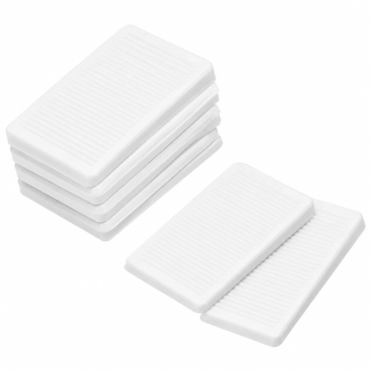 Set de 8 Cuñas Niveladoras de Plástico Blanco para Muebles, Antideslizantes y Ajustables, Ideal para Mesas y Tocadores