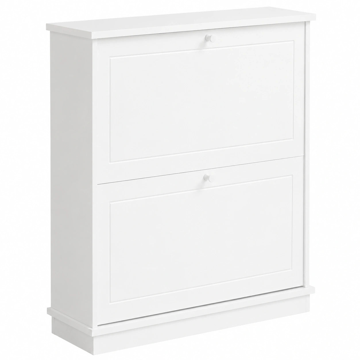 SoBuy Mueble Zapatero Estrecho con 2 Puertas Abatibles, Organizador para Pasillo Blanco 76x18x78cm