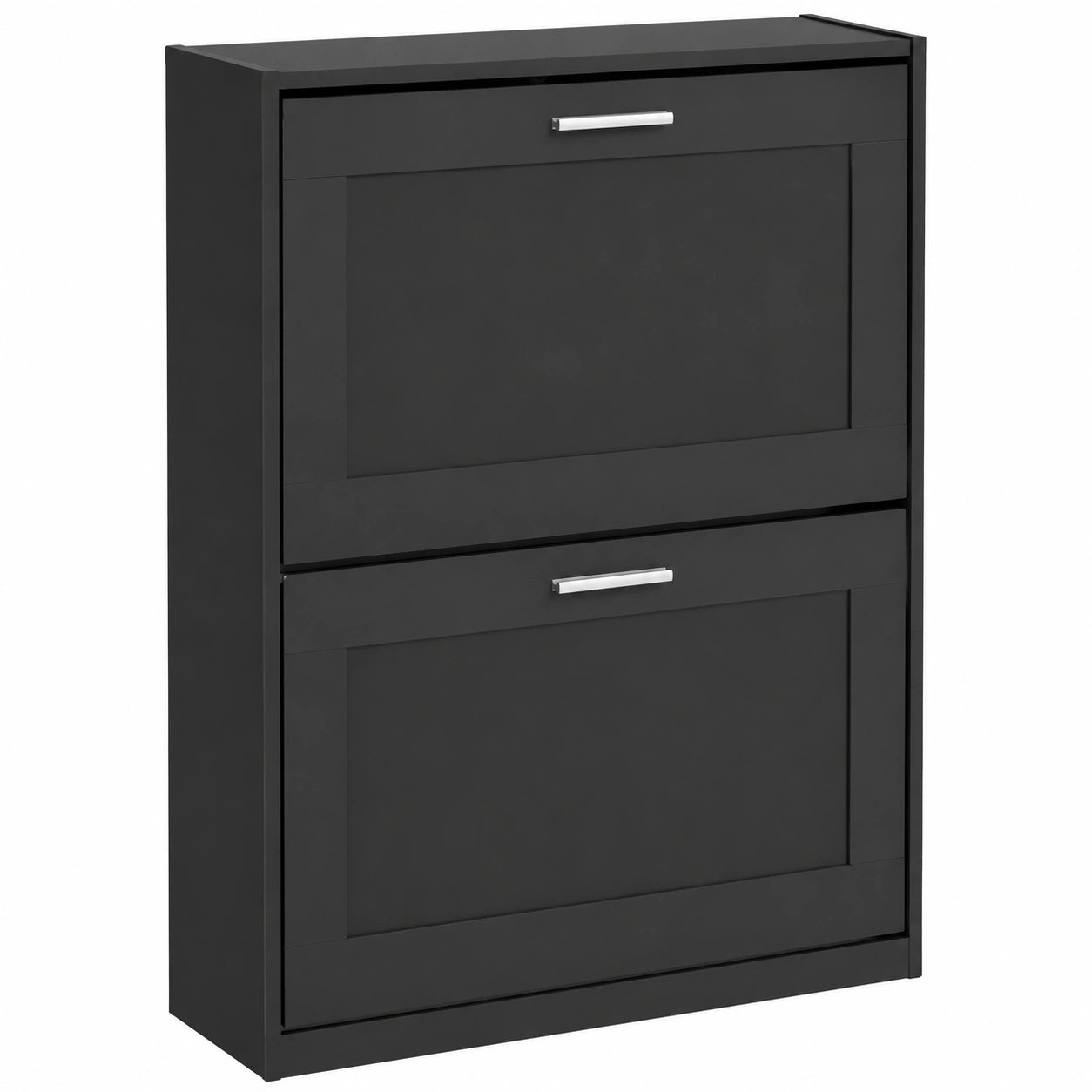 Zapatero Compacto con Solapas Abatibles y Estantes Ajustables para Pasillo 60x25x80cm - Negro