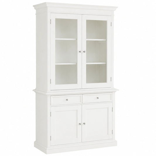 Vitrina de Madera Blanca para Cocina y Salón 105x42x205H - Estilo Clásico Hecho en Italia
