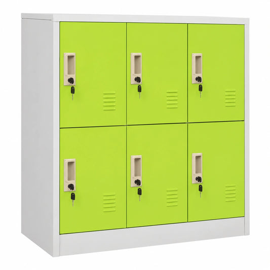 Armarios de Taquilla Metálicos 5 Unidades, Acero Gris y Verde, 90x45x92,5 cm, Para Vestuario y Almacenaje
