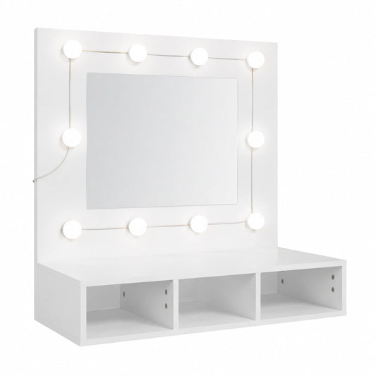 Armario con Espejo y LED para Baño y Pasillo - Blanco