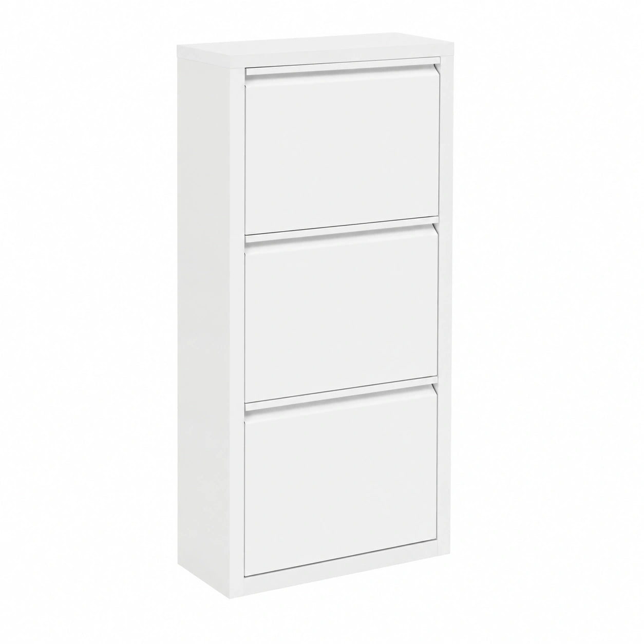 Zapatero Blanco de Metal con 3 Cajones Abatibles, Organizador de Entrada 50x15x106 cm