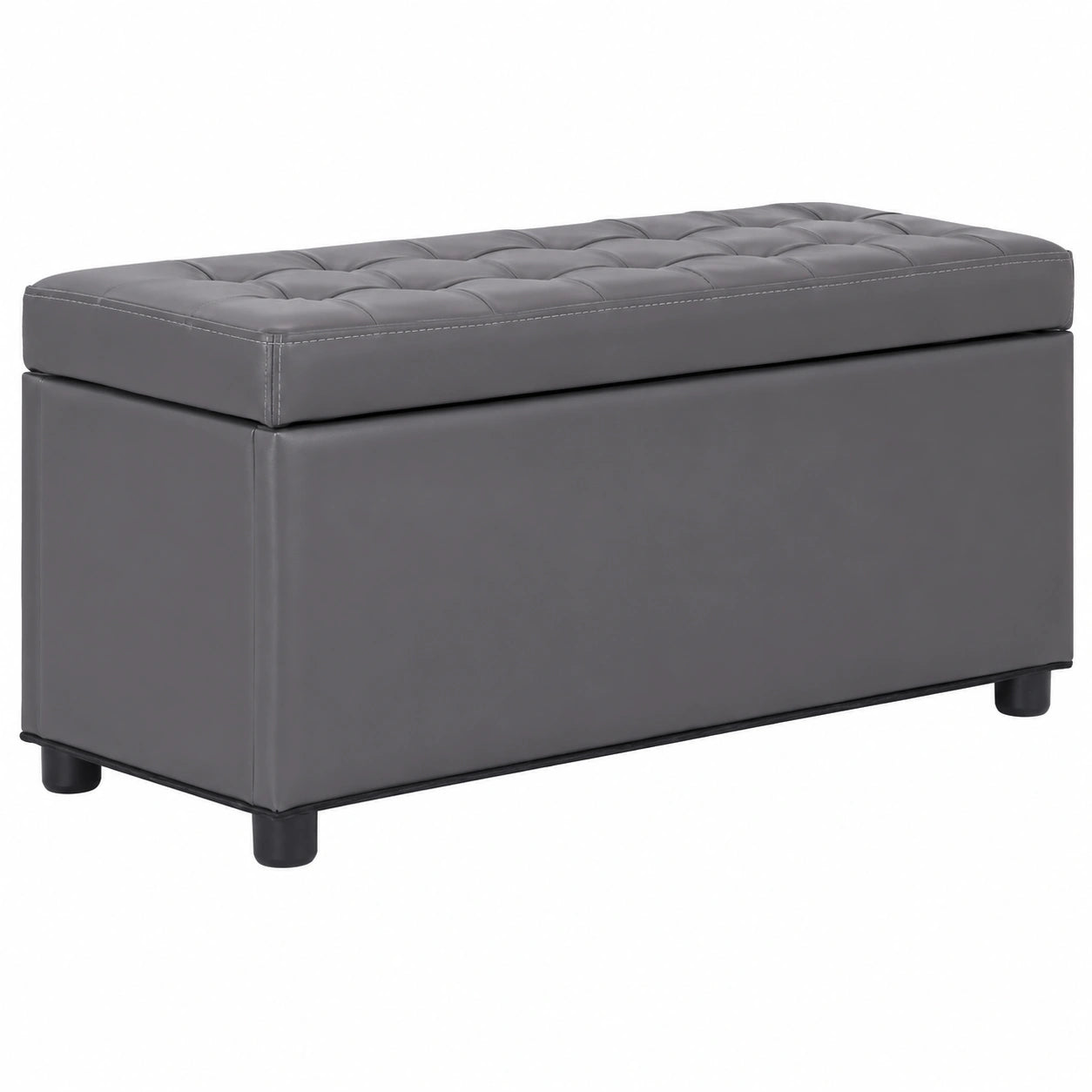 Baúl Homgoday de Piel Sintética Gris, 87,5 cm - Almacenamiento para Jardín y Exterior