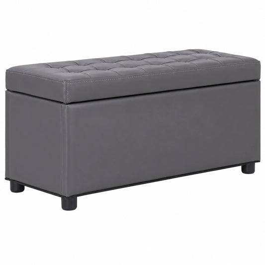 Baúl Homgoday de Piel Sintética Gris, 87,5 cm - Almacenamiento para Jardín y Exterior