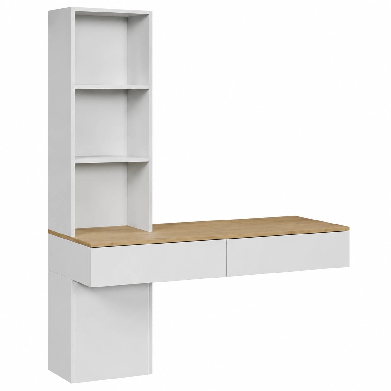 Mesa Tocador Vicco Melora, Blanco y Roble, 100 cm, Almacenamiento Cosméticos y Accesorios