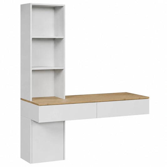 Mesa Tocador Vicco Melora, Blanco y Roble, 100 cm, Almacenamiento Cosméticos y Accesorios
