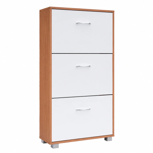 Zapatero de Madera con 3 Puertas para 18 Pares, Mueble Organizador Compacto, Ideal para Entrada o Pasillo, 115x60x25cm