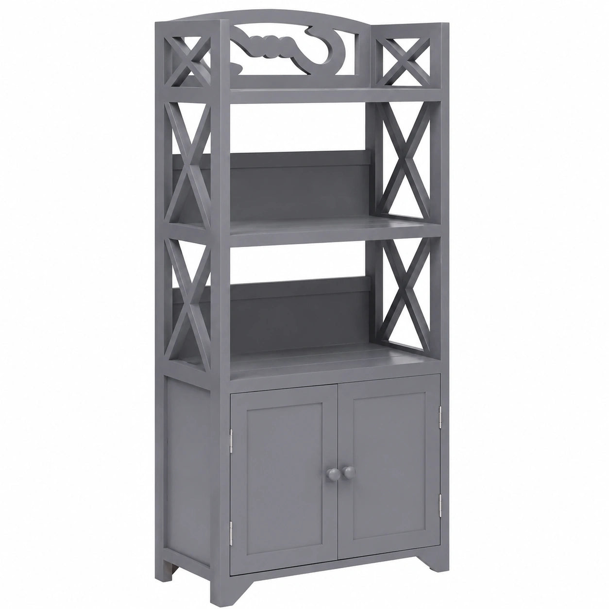 Armario de Baño de Madera de Paulownia Gris 46x24x116 cm