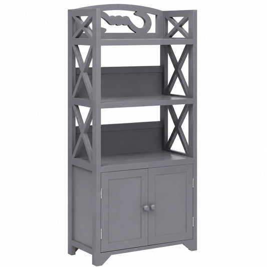 Armario de Baño de Madera de Paulownia Gris 46x24x116 cm
