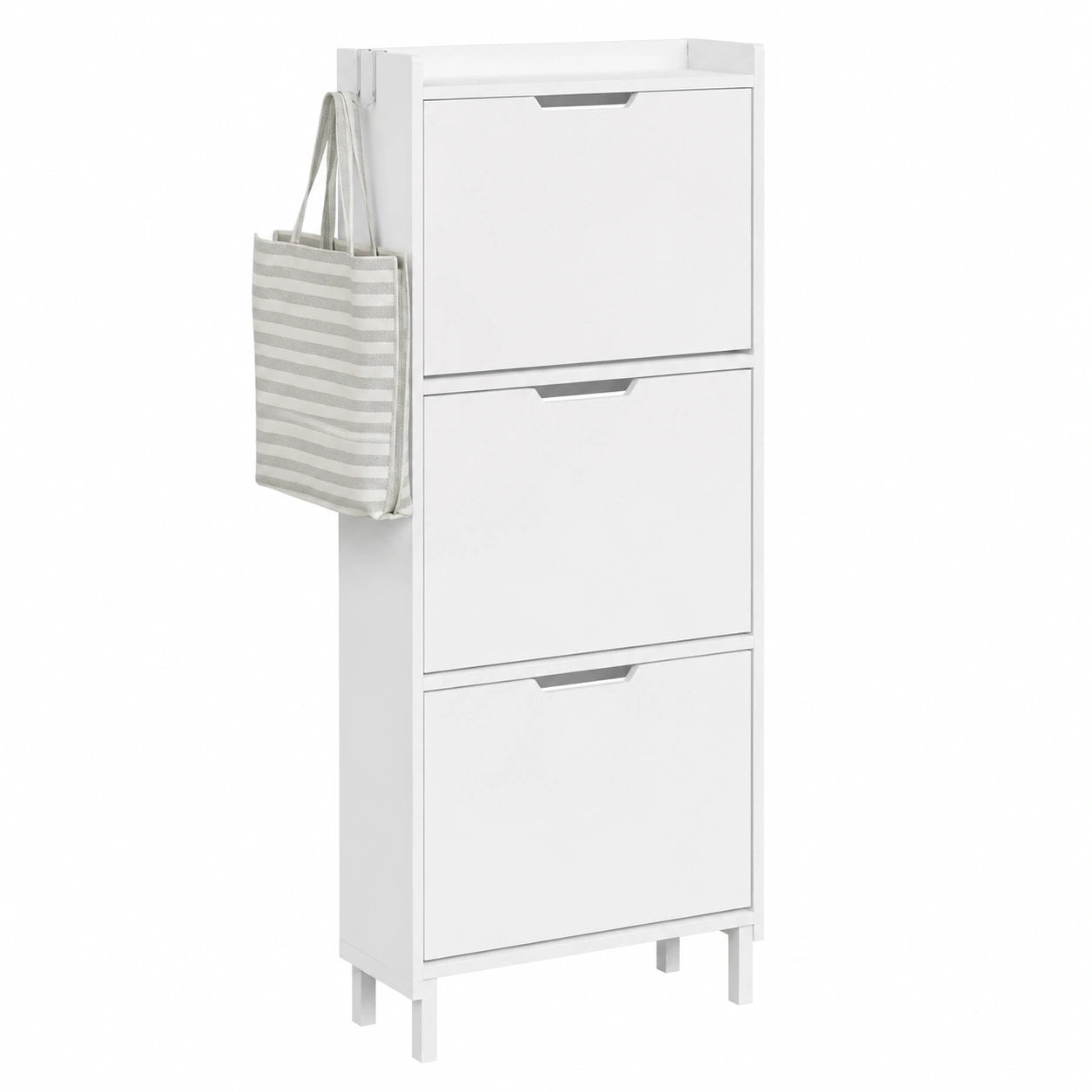 Gabinete Zapatero con Luz LED, 19 cm de Fondo, Blanco, Ideal para Entradas Estrechas, 50 x 19 x 93 cm
