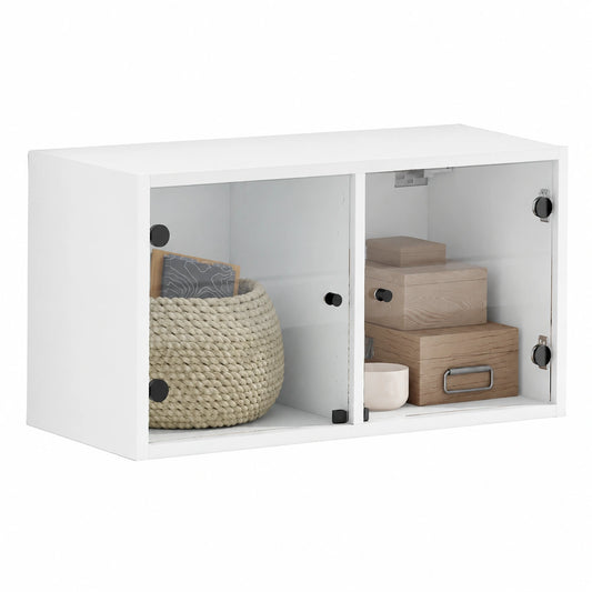 Armario de Pared Blanco con Puertas de Vidrio 68,5x37x35 cm