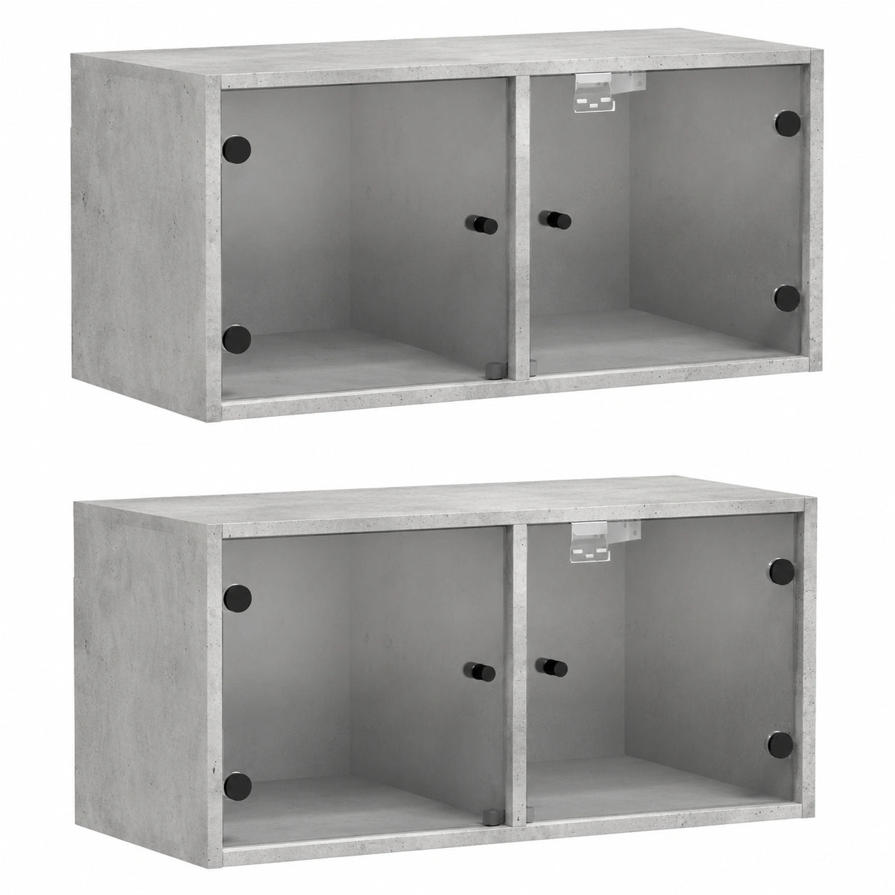 Armario de Pared con Puertas de Vidrio Gris Concreto, Juego de 2, 68,5x37x35 cm