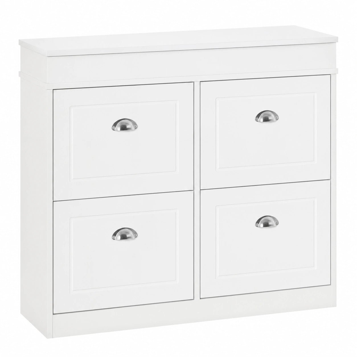 Zapatero Blanco de 4 Puertas con Estantes Ajustables para 16 Pares