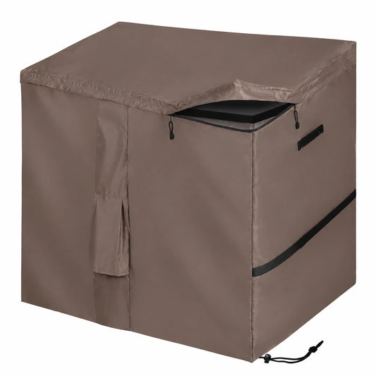 Cubierta Impermeable para Cobertizo de Jardín 420D Oxford Marrón, Tapa Abatible Rápida, Compatible con Store It Out (147x86x125cm)