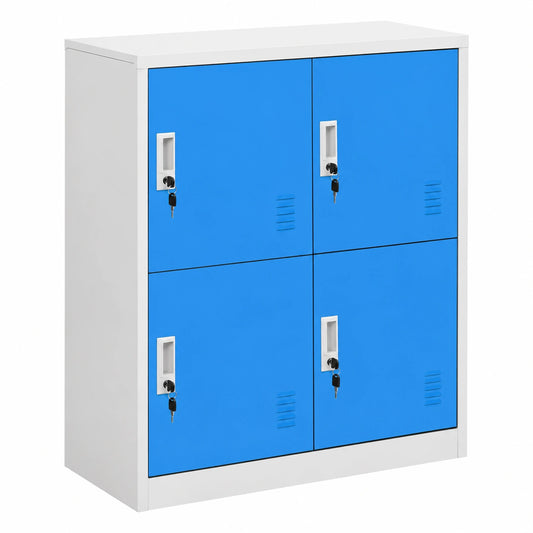 Taquillas Metálicas de Acero 5 Puertas, 90x45x92.5 cm, Gris y Azul para Oficina y Almacenaje
