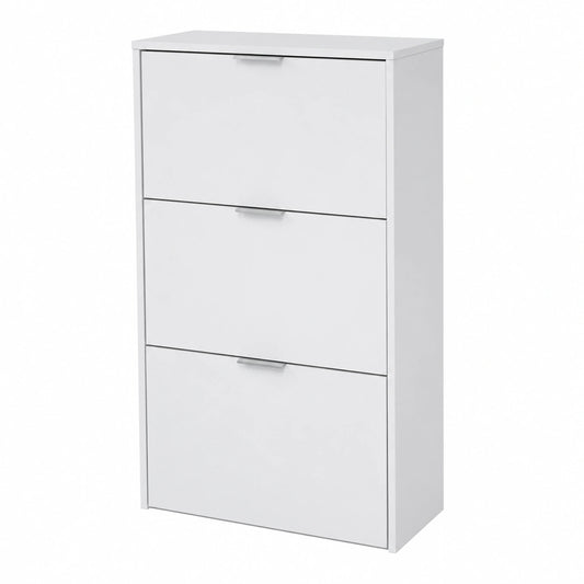 Zapatero Blanco Brillo, 3 Puertas, Diseño Compacto de 60x113x22 cm