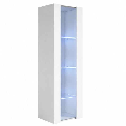 Vitrina Colgante Moderna con Luz LED para Salón 40x165x29 cm Blanca