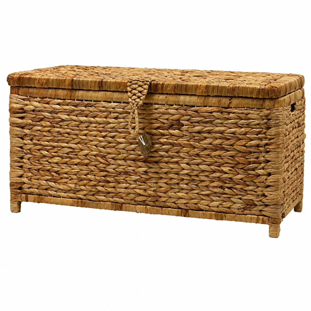 Cofre de Mimbre Trenzado Enea - Almacenaje Natural y Decorativo Estilo Rústico Claro (72x34x35 cm)