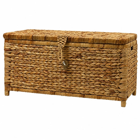 Cofre de Mimbre Trenzado Enea - Almacenaje Natural y Decorativo Estilo Rústico Claro (72x34x35 cm)