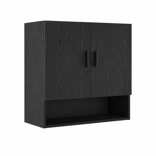 Armario de Pared con Estanterías Negro Roble 60x31x70 cm
