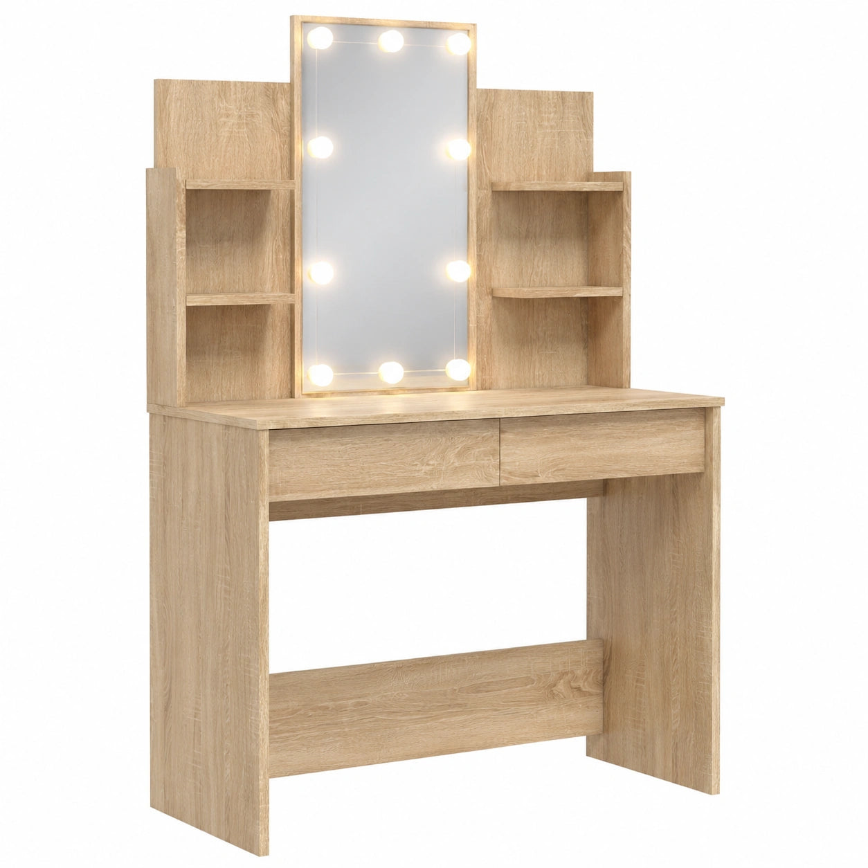 Tocador de Maquillaje con Espejo LED y Almacenaje, Roble Sonoma