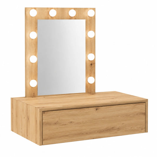 Espejo de Maquillaje Pared con Iluminación LED - Roble Artesanal