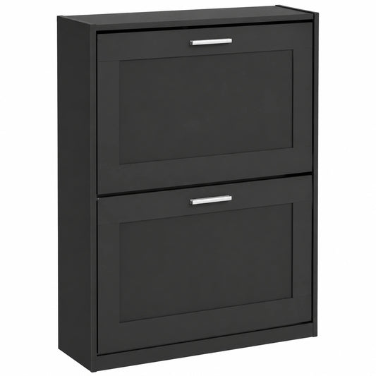 Zapatero Compacto con Solapas Abatibles y Estantes Ajustables para Pasillo 60x25x80cm - Negro