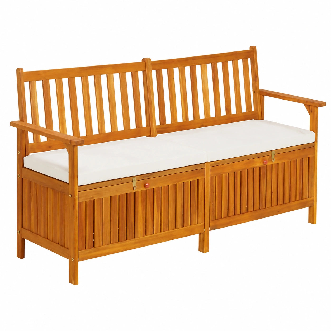 Banco de Almacenamiento de Acacia con Cojín 148 cm - Asiento y Baúl Multifuncional